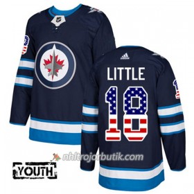 Barn Ishockey Winnipeg Jets Tröja Bryan Little 18 Adidas 2017-2018 Marinblå USA Flag Fashion Authentic